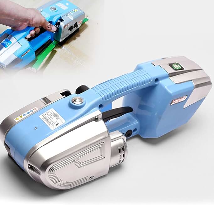 Automatic Strapping Tool,Portable Handheld Hot Melting Strapping Machine,Rechargeable Battery Powered Electric Welding Banding Tool,for PP PET Strap and Steel Belt,Blue