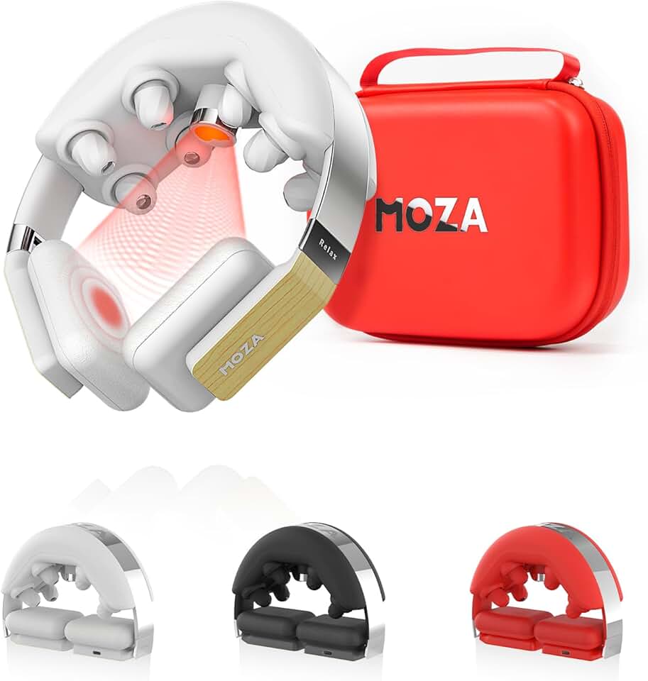 MOZA Cordless Neck Massager for Pain Relief Deep Tissue, High-End Shiatsu Vibrating Neck Massager with Heat for Neck Pain Relief Luxury Gifts for Boyfriend, Dad, Relaxation Gifts for Women Men, Grey