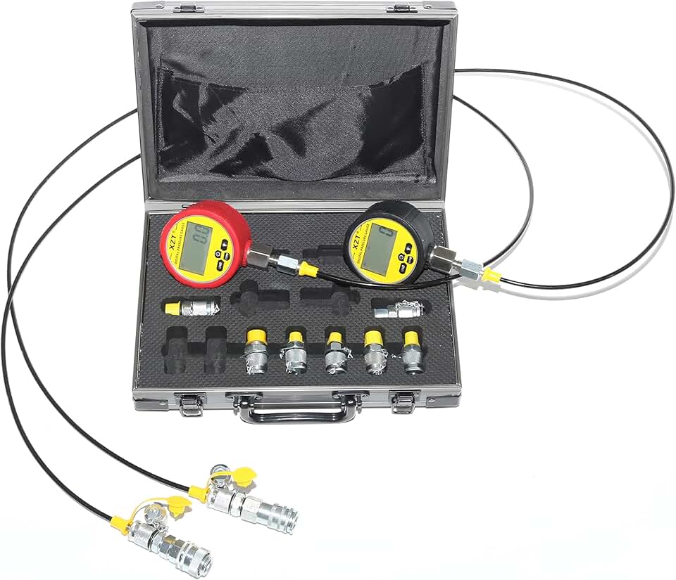 XZT 70M Digital Hydraulic Pressure Test Coupling Kit,Pressure Gauge,Test Hose,Test Point for Excavator Construction Machinery Repair