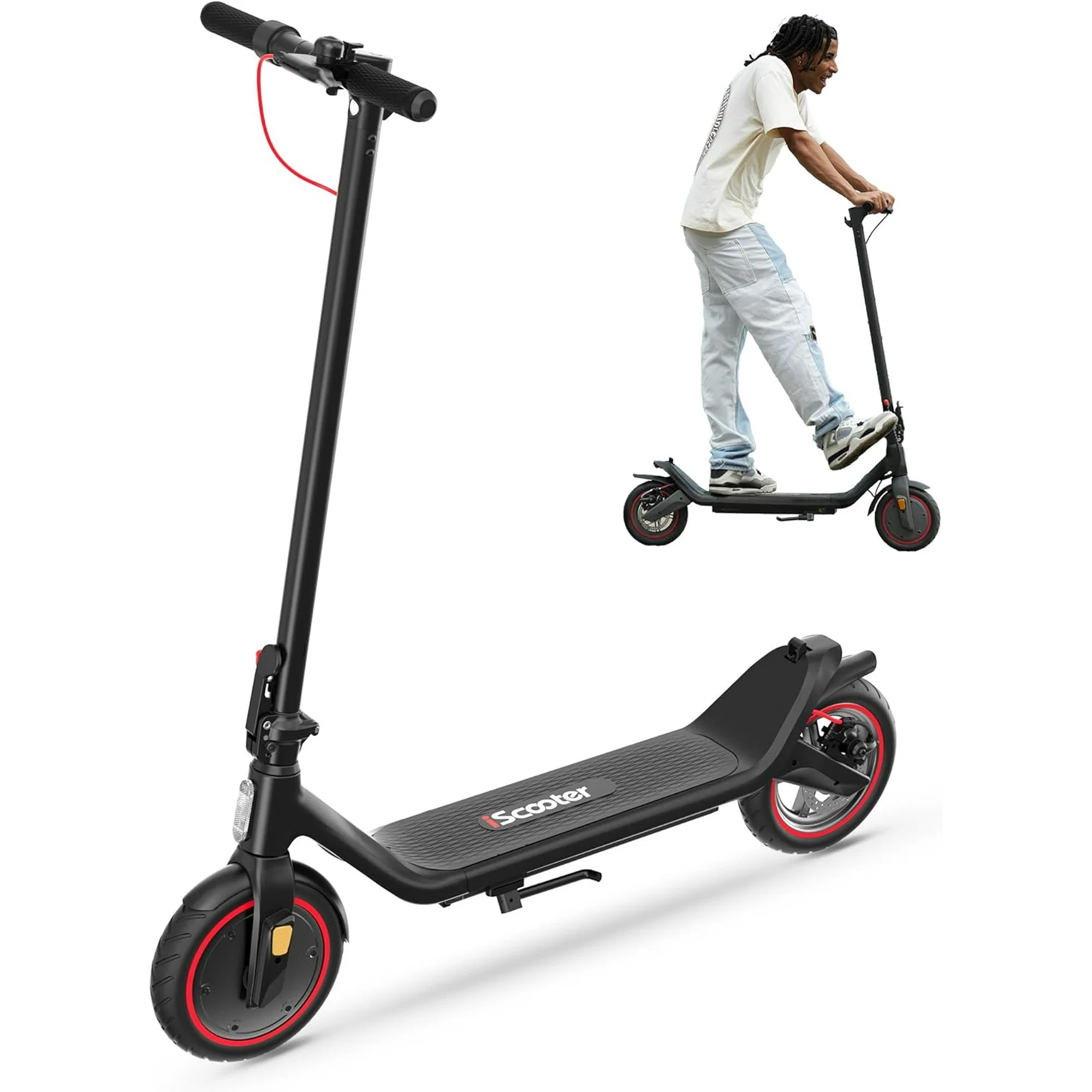 iScooter i8L Electric Scooter for Adults, 18 Miles 350W Escooter, Top Speed 15.6MPH, Wider Pedals Scooter, Portable Folding Commuter Electric Scooter for Adults and Teens