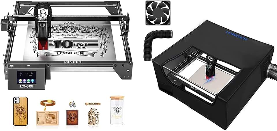 LONGER RAY5 10W Laser Engraver and Cutter+Laser Engraver Enclosure with Vent