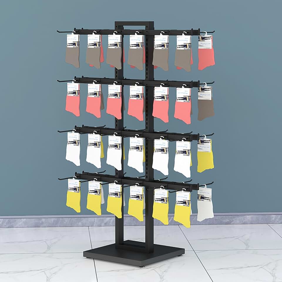 Retail Display Stand Black Heavy Duty Sock Rack,Commercial Metal Display Stands,for Scarves Gloves Underwear Slippers Jewelry Floor-Standing Storage Shelves