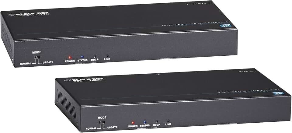 Black Box Network Services Extend 4k Displayport Audio and Video USB Rs-232 and Power Up to 330