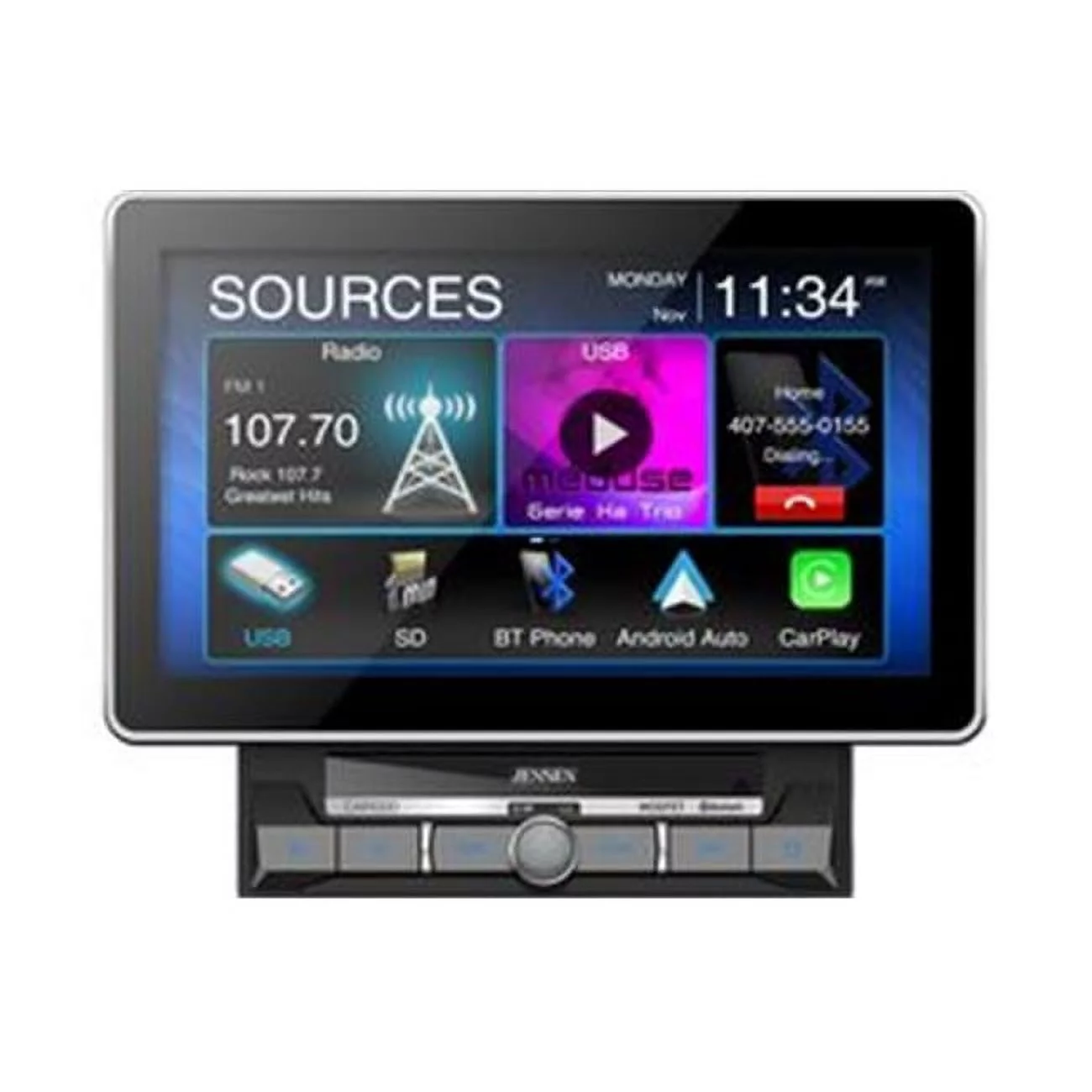 Jensen CAR1000 2 Din 10 in. LCD Mechlesss Carplay & Android Auto