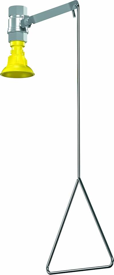 S19-130 Galvanized Steel 1 Spray Head Vertical Supply Drench Shower with Plastic Showerhead, Ceiling Mount, 20 GPM Water Flow, 9 Width x 25-1/2 Height