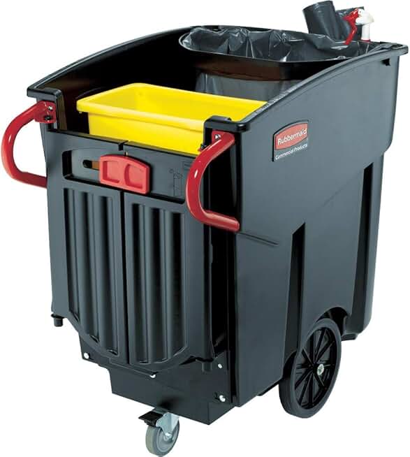 Rubbermaid Commercial Executive Series Mega Brute Waste Collection Cart, 120-Gallon, Black (9W7300BLA)