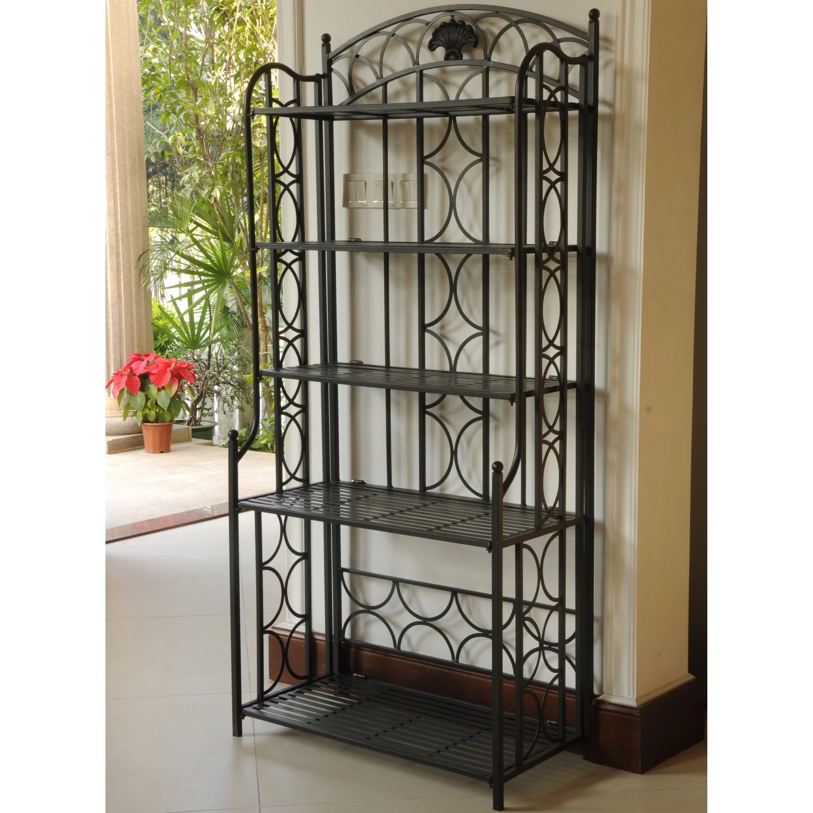 International Caravan Chelsea Indoor/Outdoor Iron 5-Tier Bakers Rack