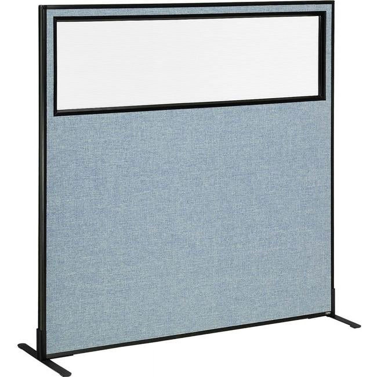 Interion Freestanding Office Partition Panel with Partial Window, Blue - 60.25 x 60 in.