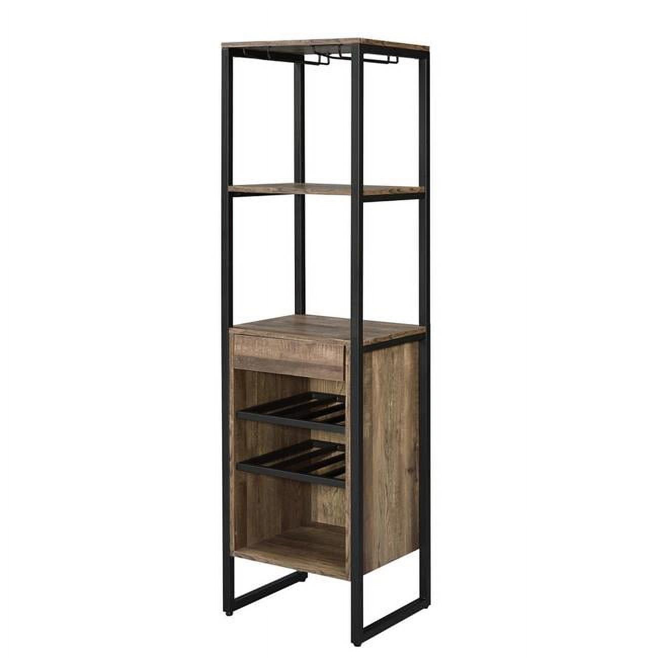 Industrial Wood & Metal Wine Rack with 3 Compartments - Brown & Black