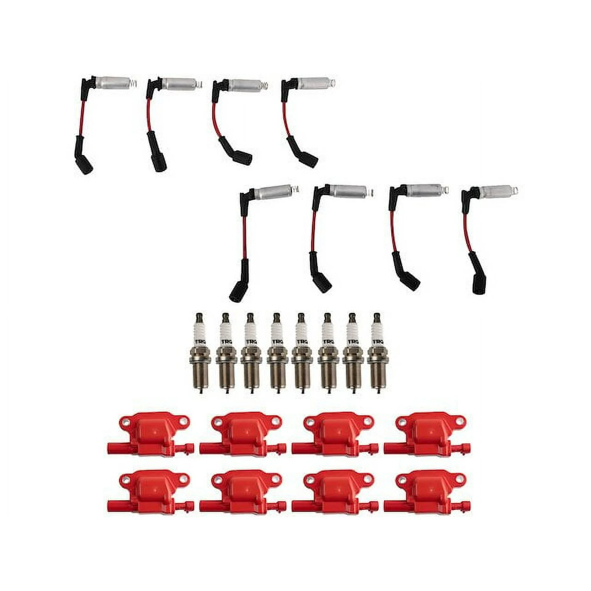 Ignition Coil Spark Plug and Wire Set 17 Piece - Compatible with 2007 - 2008 Chevy Silverado 1500