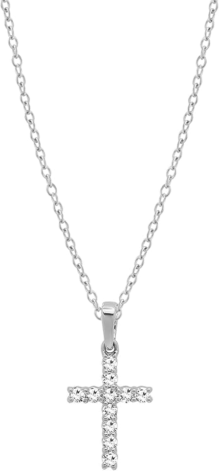 Dazzlingrock Collection Round White Diamond Classic Divine Cross of Jesus Pendant with 18 inch Chain for Women (Color I-J, Clarity I1-I3) in Gold