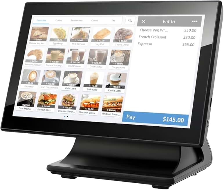 ASSUR POS System, Cash Register, POS Terminal with Touch Screen 15.6”, J6412 4-Core CPU, 4GB RAM, 128G SSD, Windows 10 Pro O/S, WiFi Module for Retail, Restaurant, Store, Club (Single Screen)