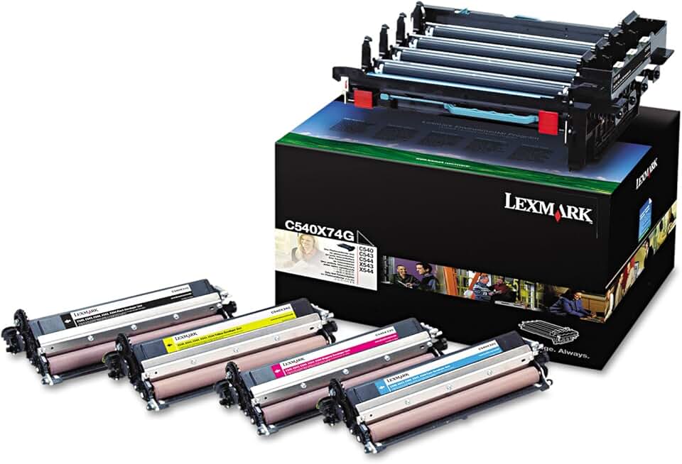 Lexmark C540X74G Photoconductor Unit, 1 Each of Black/Cyan/Magenta/Yellow - in Retail Packaging