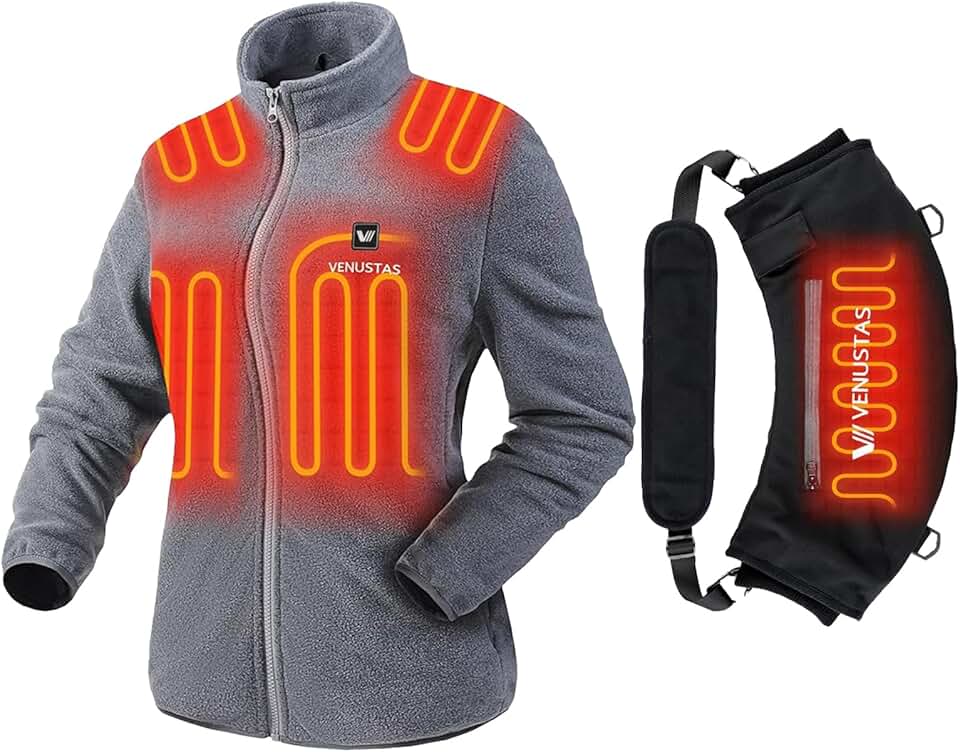 Venustas Women's Fleece Heated Jacket and Heated Hand Muff