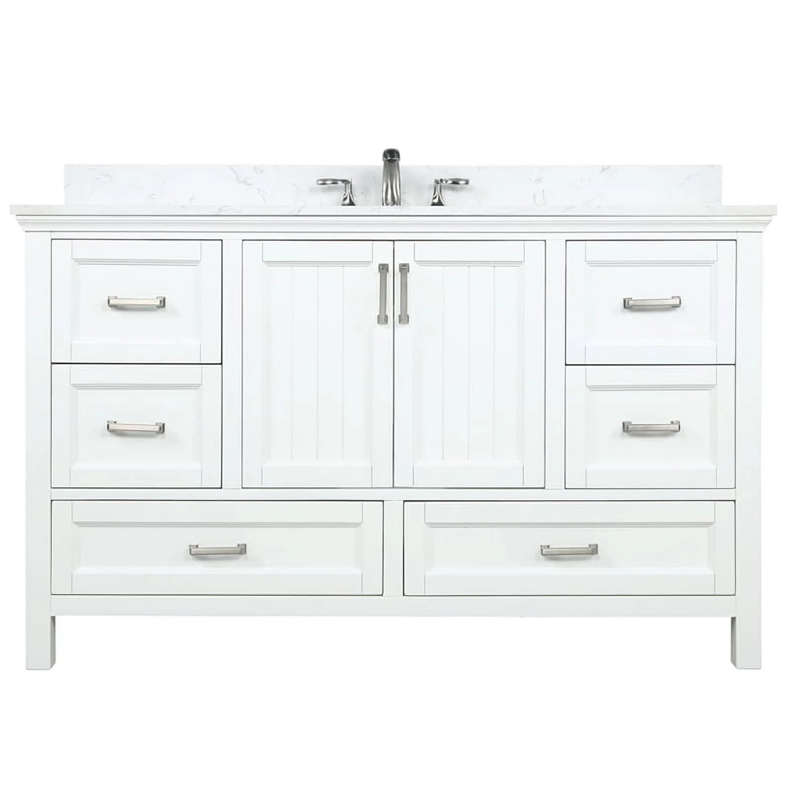 Isla 60 in. Solid Wood Single Bathroom Vanity in White with White Basins