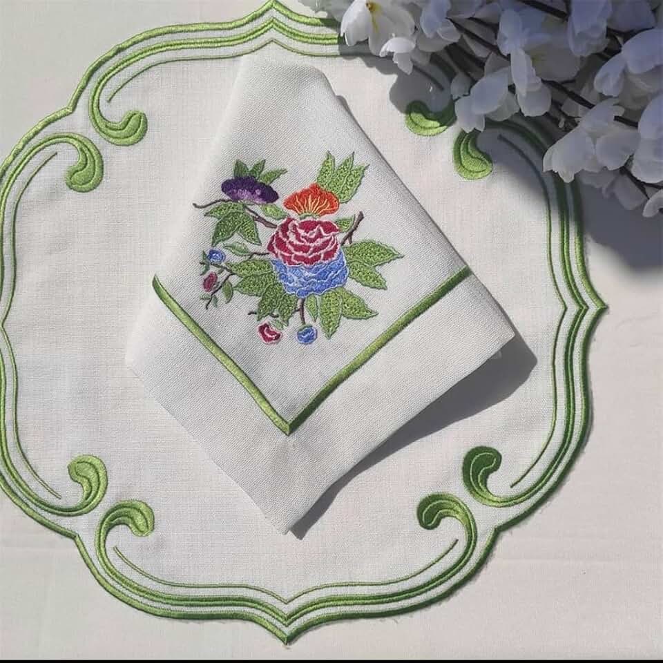 Handmade Linen Tablecloth Placemats for Wedding Party Home Hotel Decor Embroidered Coasters Napkins