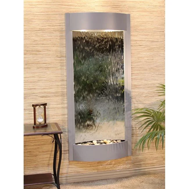 Pacifica Waters Silver Metallic Silver Mirror Wall Fountain