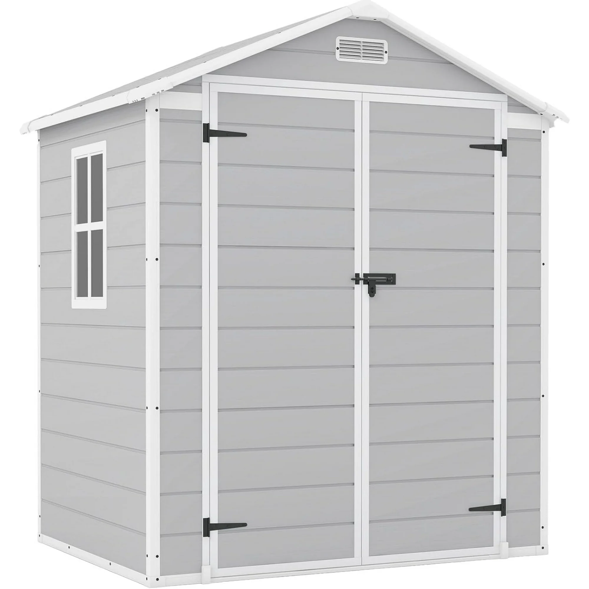 Patiowell 6x4 FT Plastic Outdoor Storage Shed, Resin Shed Perfect to Store Patio Furniture, GardenTools Bike Accessories, Beach Chairs and Lawn Mower, Grey
