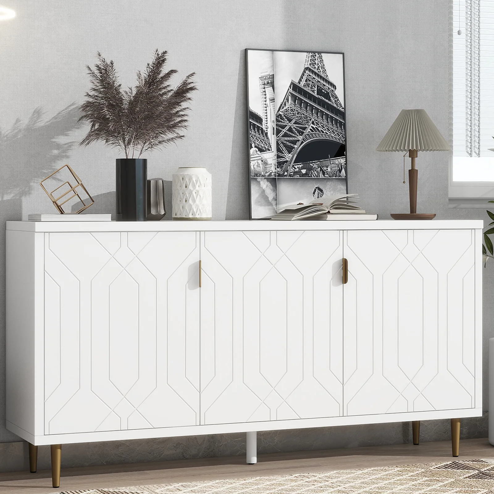 OYang Sideboard Buffet Cabinet, Modern  Entertainment Center Console Table for 70