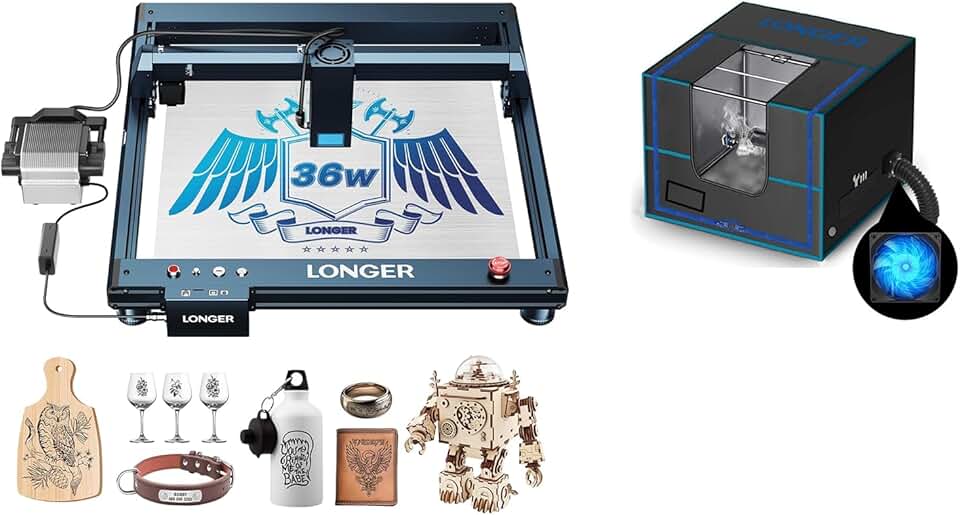 Longer Laser B1 36W Engraver with Auto Air Assist + 31 * 28.7 * 20.8 Inches (790 * 730 * 530 MM) Enclosure with Vent
