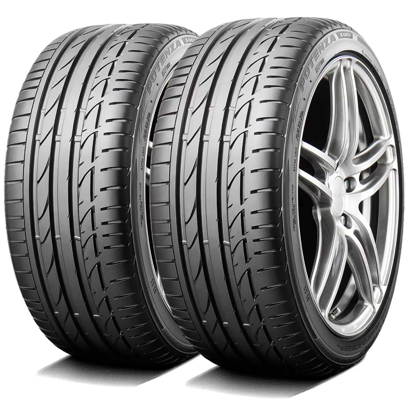 Pair of 2 (TWO) Bridgestone Potenza S001 RFT 225/40R19 89Y Performance Run Flat Tires Fits: 2005-07 INFINITI G35 Base, 2014-15 BMW X1 sDrive28i