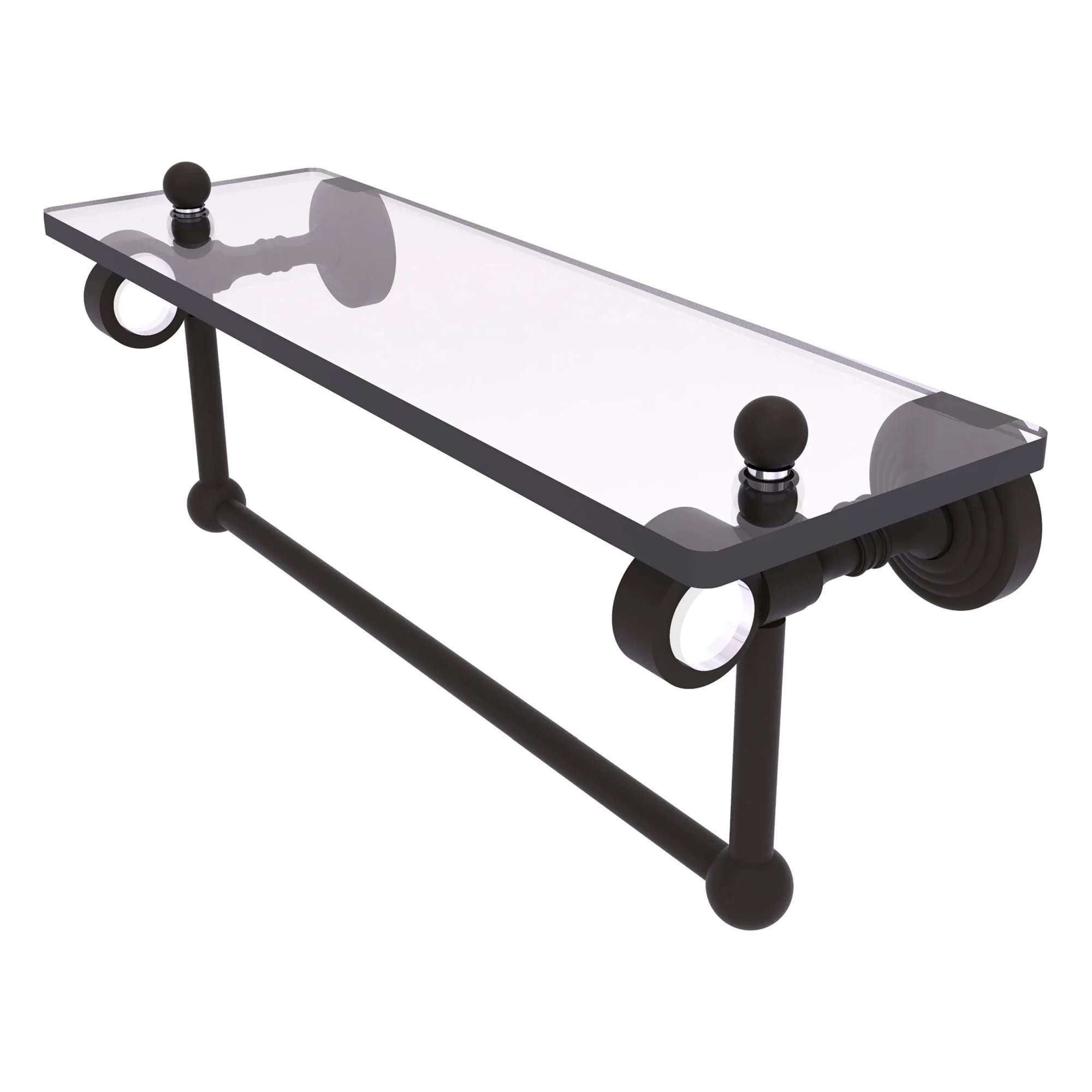 Pacific Grove Collection 16-in Glass Shelf with Towel Bar in Oil Rubbed Bronze