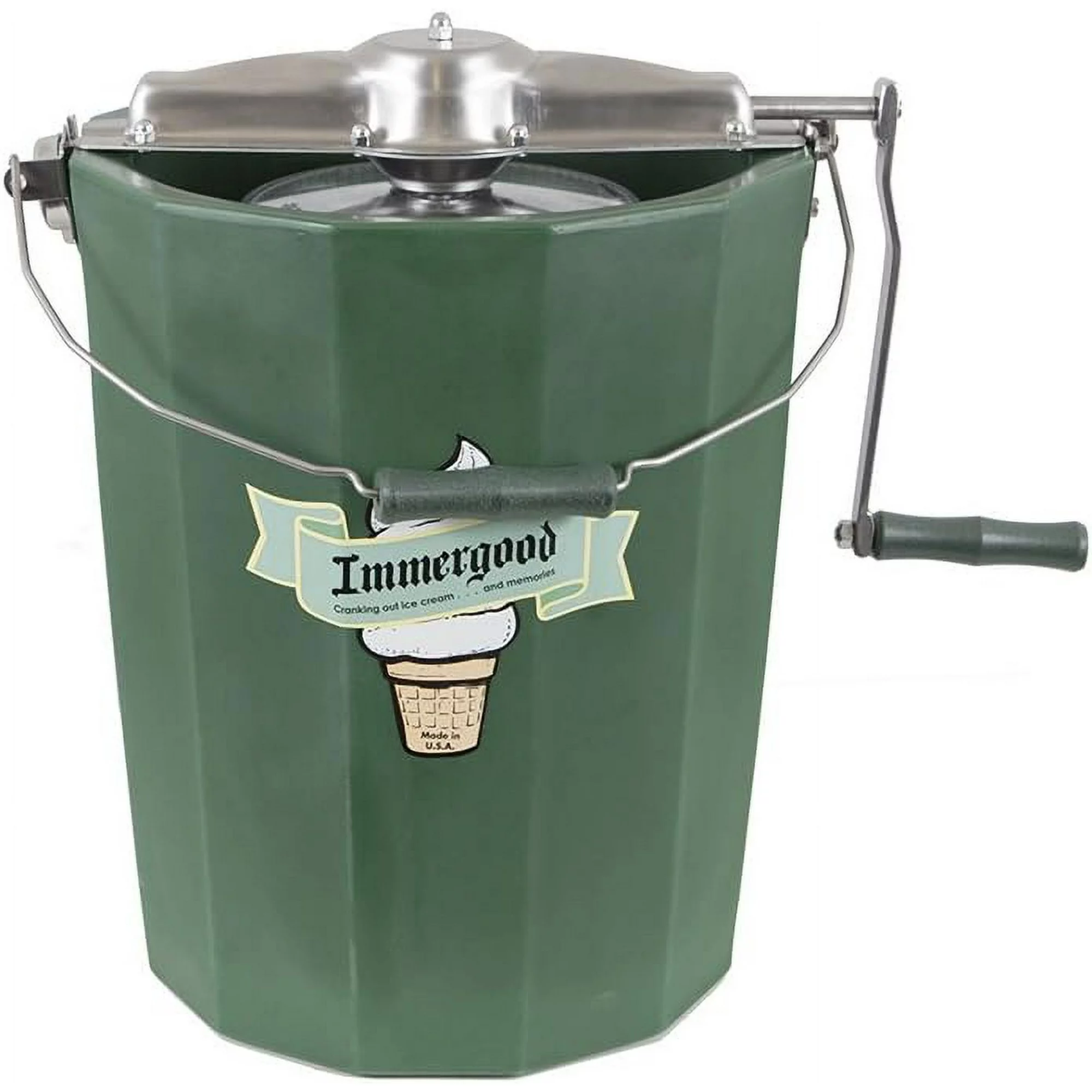 Immergood - PREMIUM 8 qt. - Ice Cream Maker - Stainless Steel - Hand Crank