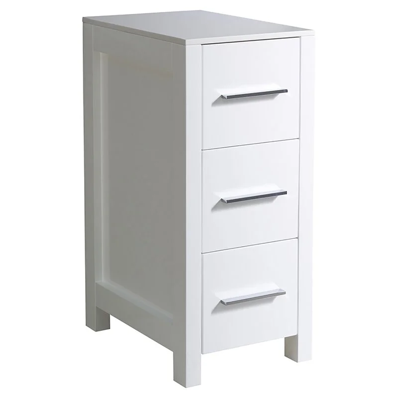 Pemberly Row Contemporary Bathroom Linen Side Cabinet in White
