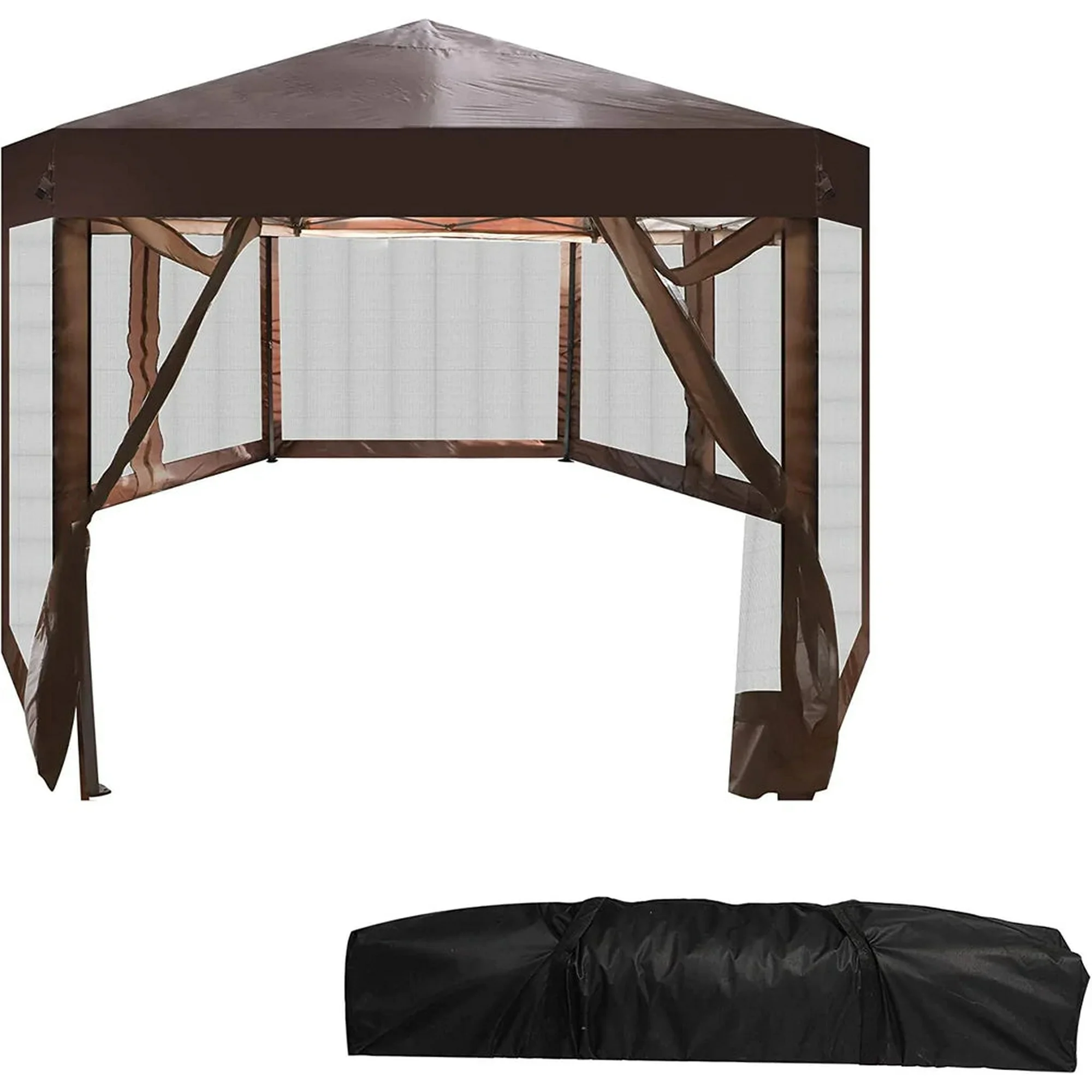 Outdoor Gazebo Patio Hexagonal Canopy Tent Sun Shade with Mosquito Netting and Carry Bag for Backyard Party