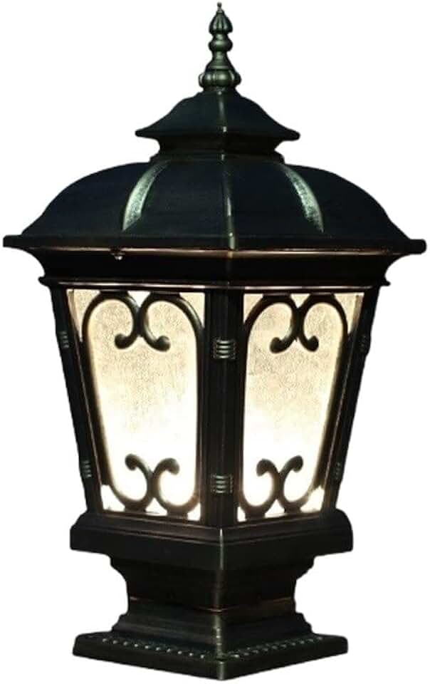 Creative Outdoor Garden Lantern Pillar Light Waterproof IP65 Rated Bollard Lamp Post Light Patio Aisle Lawn Column Lamp Aluminum Glass Garden Pedestal Lamp Fixture E27 Lights Fixture