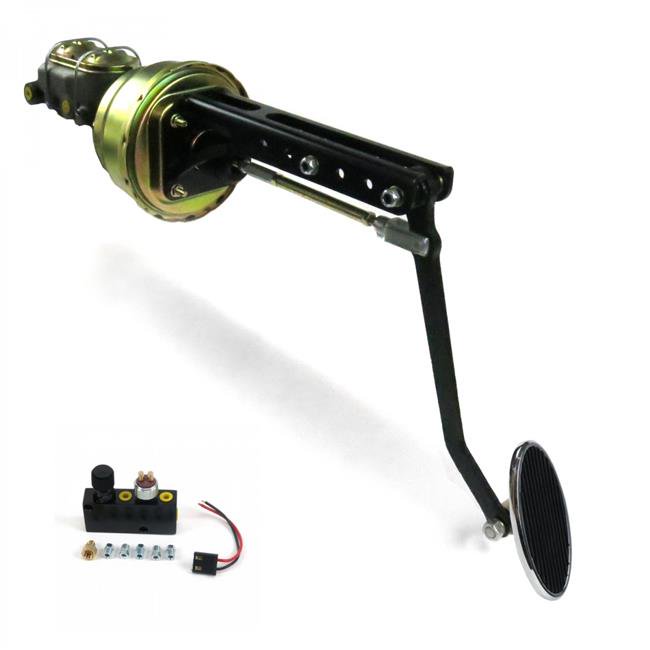 Helix Suspension Brakes & Steering  Universal Adjustable Firewall 7 in. Dual Brake Pedal Kit Adjustable Disc & Disc Large Oval Chrome Pad