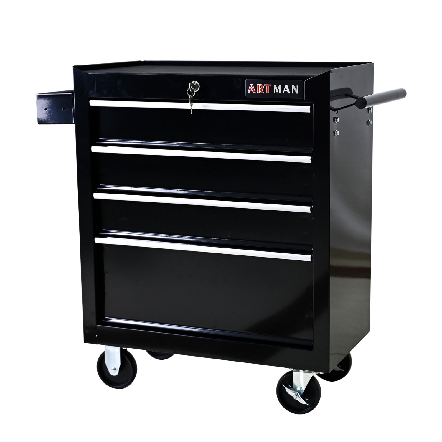 imerelez 4 DRAWERS MULTIFUNCTIONAL TOOL CART WITH WHEELS-BLACK