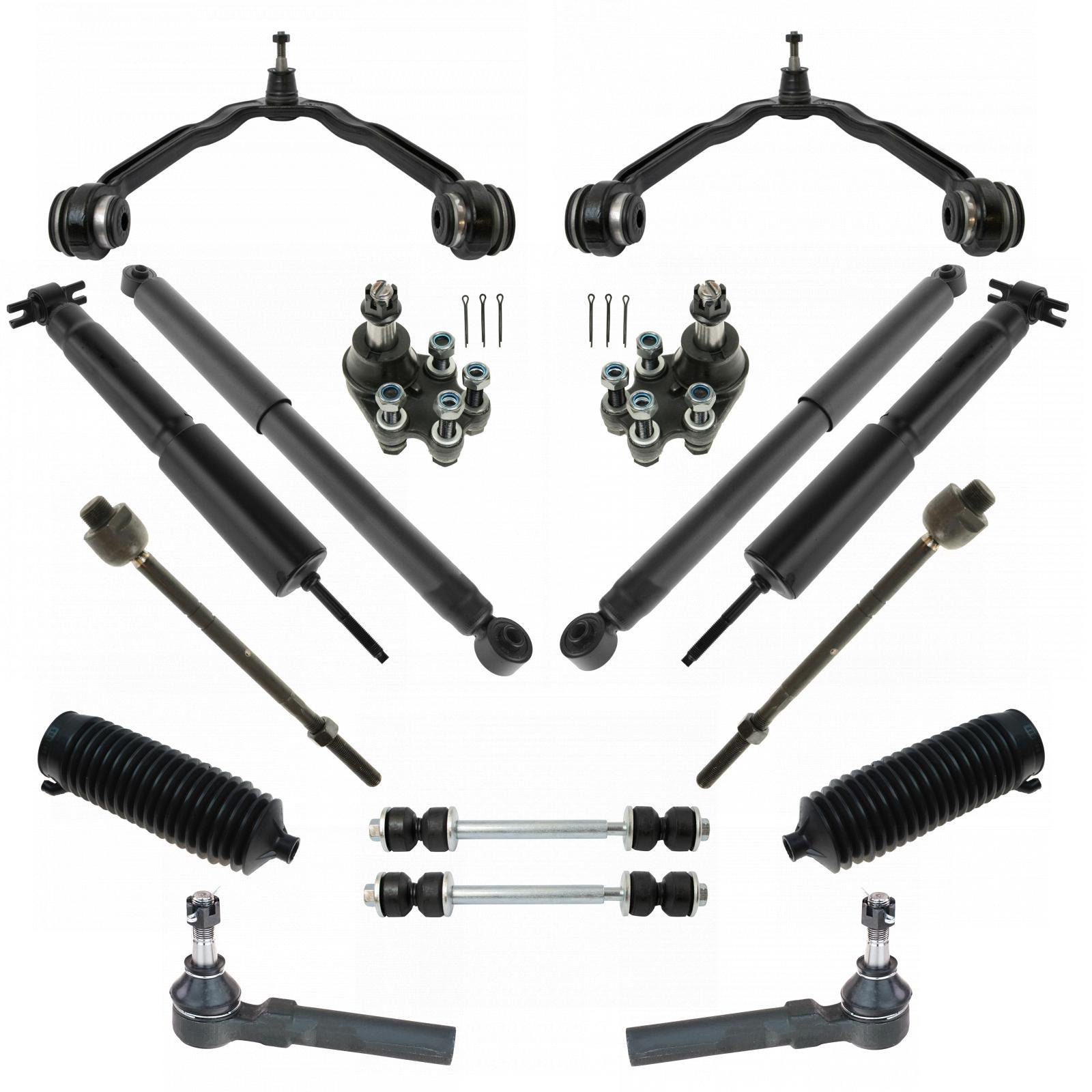 16 Piece Steering & Suspension Kit Control Arms Tie Rods Shock Absorbers Fits select 1999-2007 Chevrolet Silverado GMC Sierra