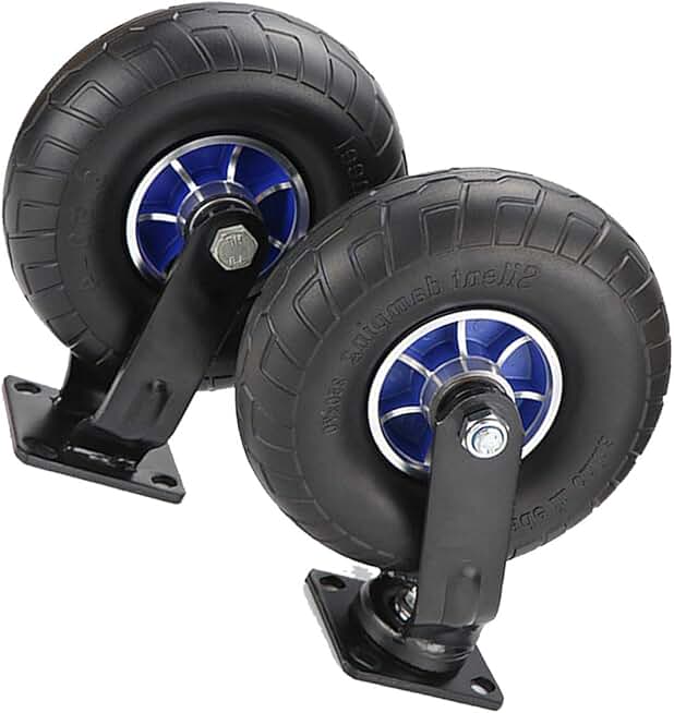 2pcs Replacement Caster, Black Heavy Duty Swivel Rubber Caster Wheels, Aluminum Alloy Wheel Core, Thick Solid Wheel, Bracket Thickness 8mm, Load 300kg Per Wheel, Silent Flatbed Cart Casters