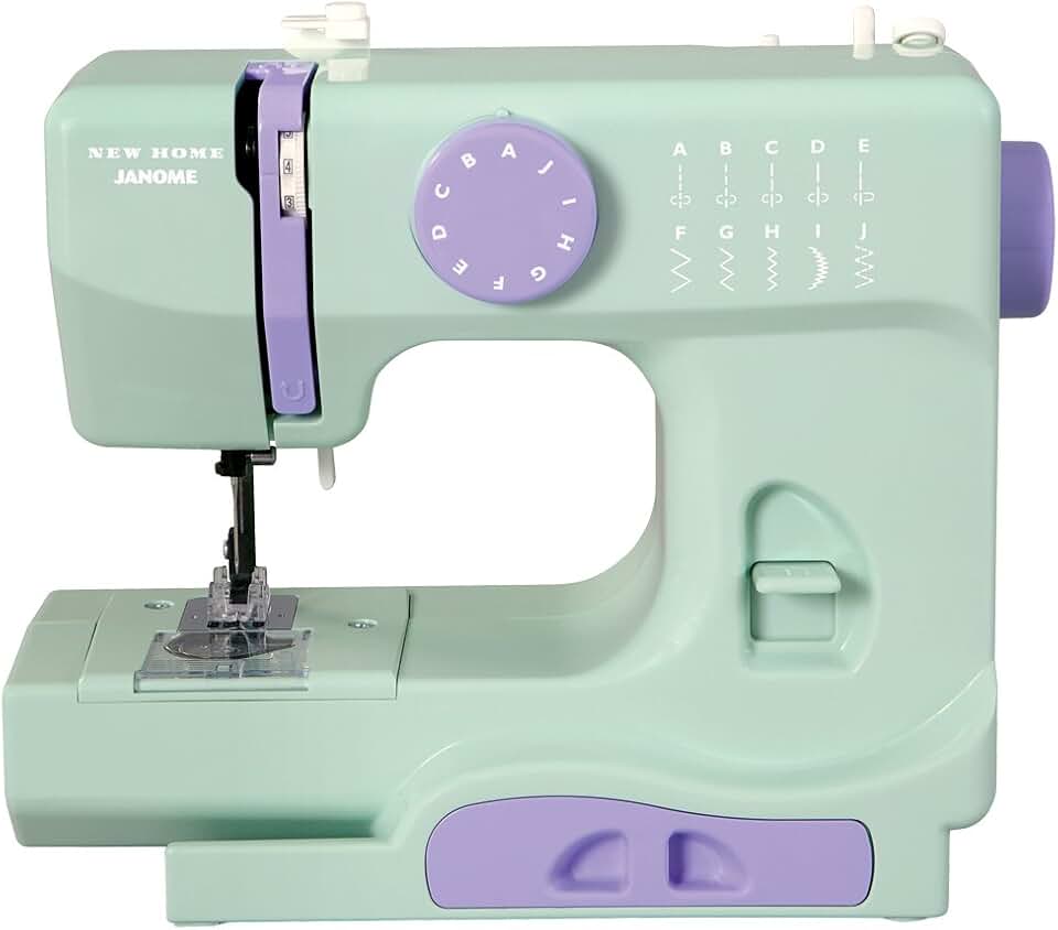 Janome Mystical Mint Basic, Easy-to-Use, 10-Stitch Portable, Compact Sewing Machine with Free Arm only 5 pounds