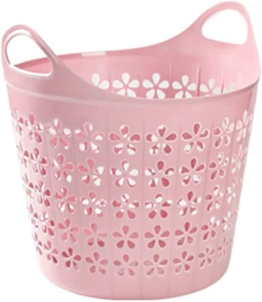 Laundry hampers Multifunctional Silicone Dirty Clothes Laundry Basket Foldable Storage Storage Bag Hollow Design (Color : Pink)