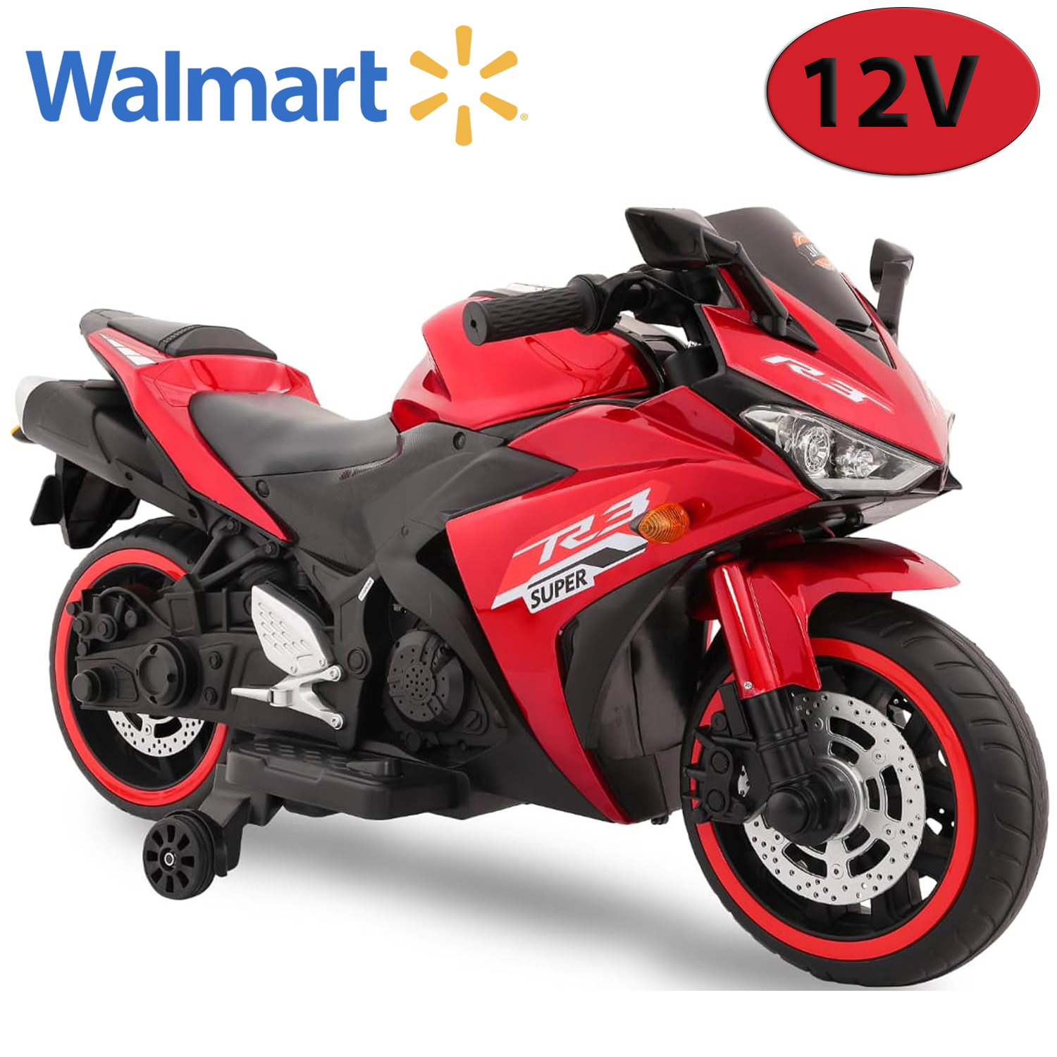 12V 7AH Kids Ride On Motorcycle,550W Electric Ride On Motorcycle with Light Wheels, Manual Throttle,LED Lights, Music,USB,MP3,3.2 MPH Speed,Gift for Children Boys Girls,Red