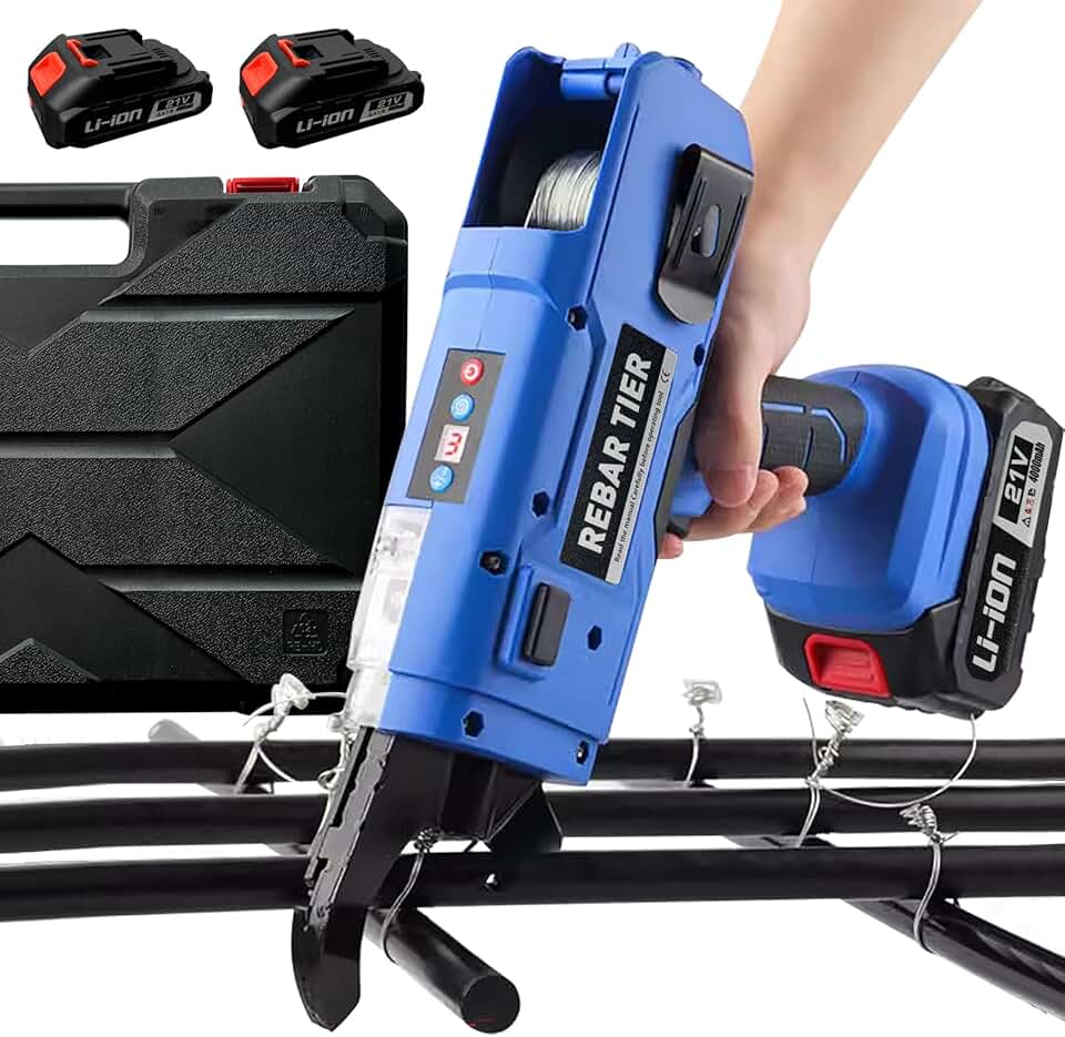 Rebar Tie Gun Pro, Automatic Rebar Tie Tool 0.3’’ to 1.33’’, Rebar Tier Tying Machine with 2 Rechargeable Batteries 21V, 360′ Tie Wire, 1.5h Fast Charge, 0.8S per Knot