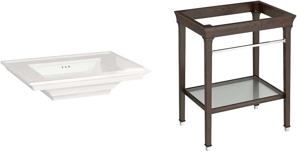 American Standard 0297004.020 Town Square S Pedestal Sink Top 4-inch Center with Washstand White/Dark Cherry