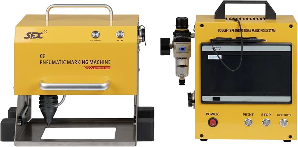LYXC Pneumatic Dot Peen Marking Machine for Metal Engraving Machine Marking Range 150×80mm Digital Control Pneumatic Dot Peen Marking Machine for Characters, Serial Numbers, Date and Graphics, etc