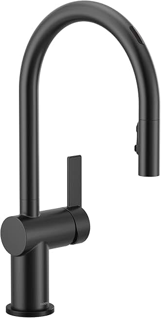 Moen 7622EVBL CIA Smart Touchless Pull Down Sprayer Kitchen Faucet with Voice Control and Power Boost, Matte Black