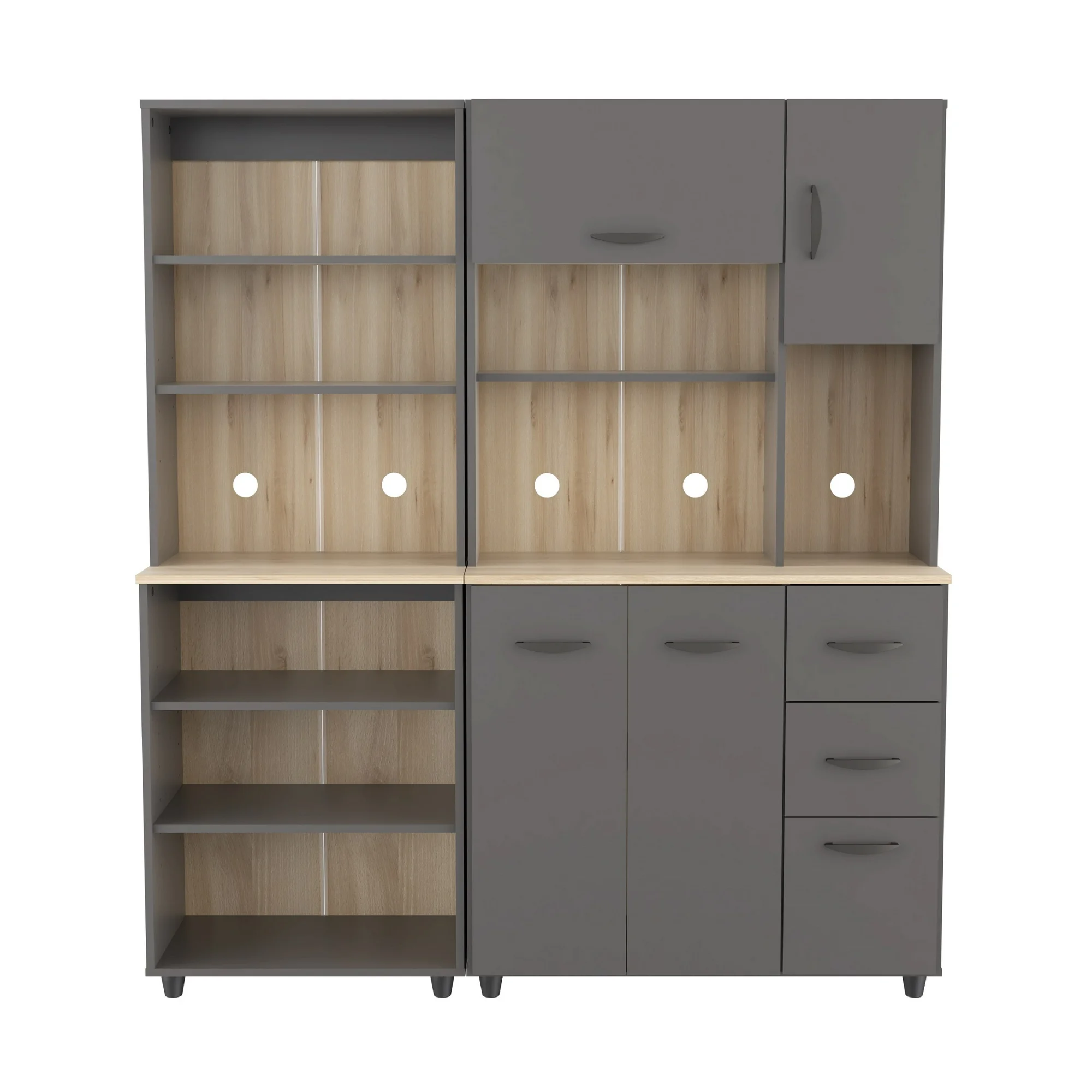 Inval Proforte 2-Piece 3-Drawer Garage Cabinet Set in Dark Gray and Maple