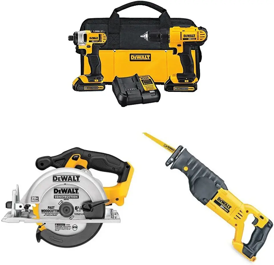 DEWALT Lithium Drill Driver with Li-Ion Circular Saw and Reciprocating Saw