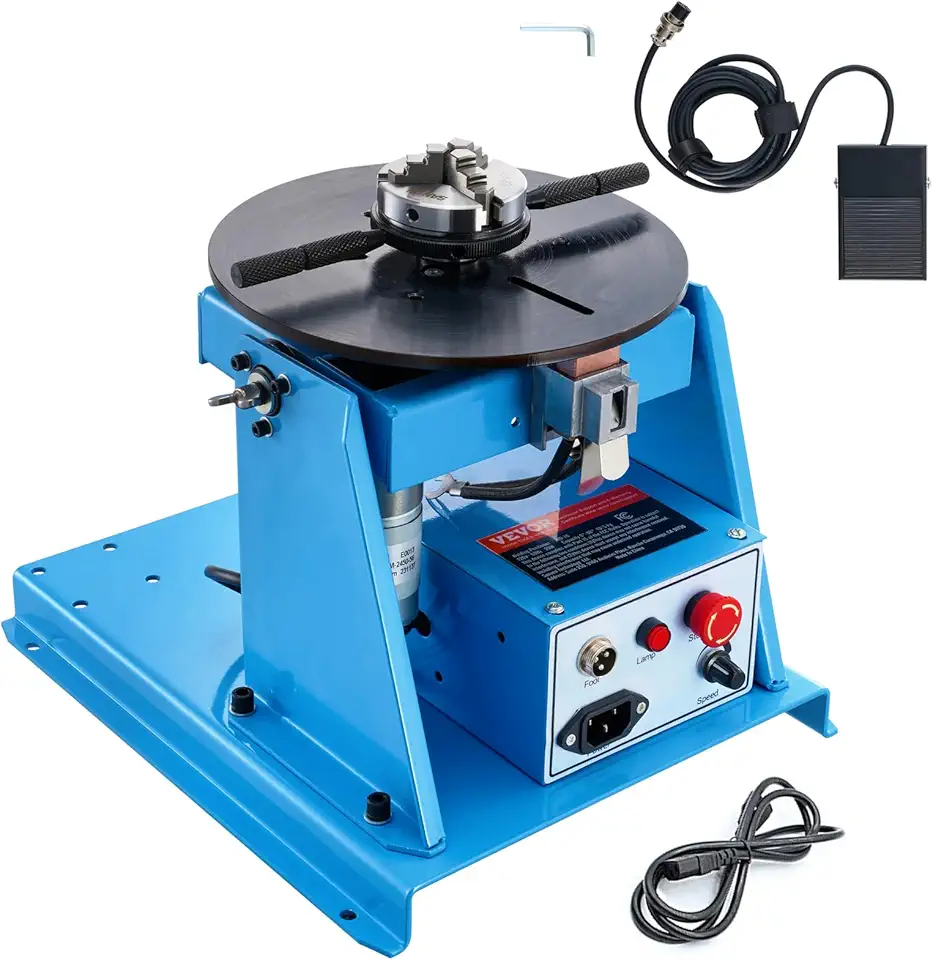 VEVOR Rotary Welding Positioner 10KG, 0-90° Welding Positioning Turntable Table with 8.1 Inch 3-Jaw Lathe Chuck, 1-12 RPM 20W Portable Welder Positioning Machine for Cutting Grinding Assembly Testing