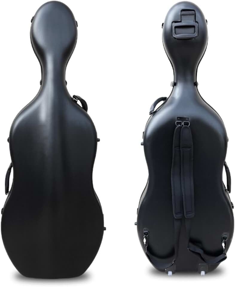 4/4 hard Cello case full size with wheels Aviation ABS Composite materials Durable and Sturdy cello box Embedded handle with Backstraps, Waterproof and Stable (Black)