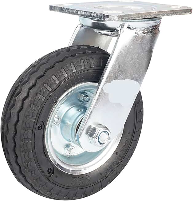 6-inch Inflatable Rubber Universal Wheel Air Entrance Car Luggage Cart Caster 1Pcs, Black