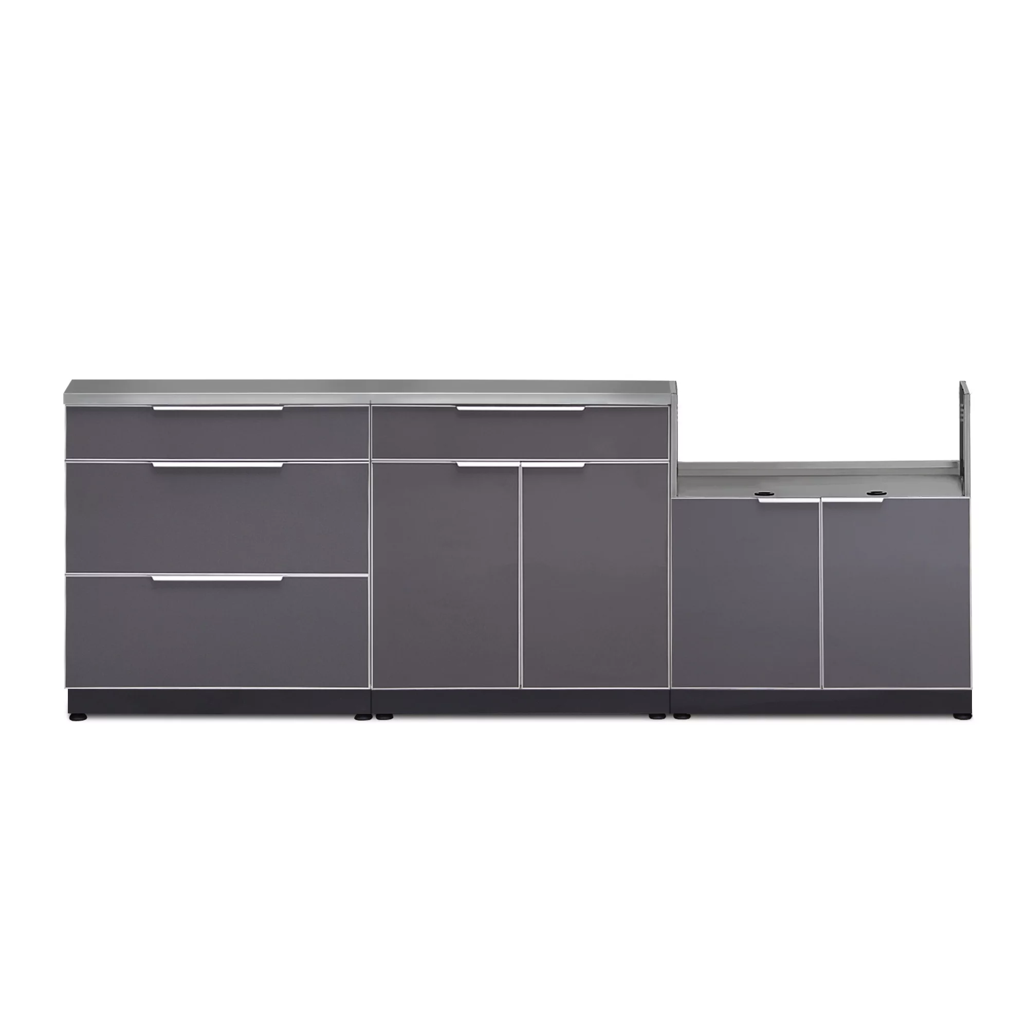 Outdoor Kitchen 4 Piece Cabinet Set in Slate Gray with Countertop and Covers