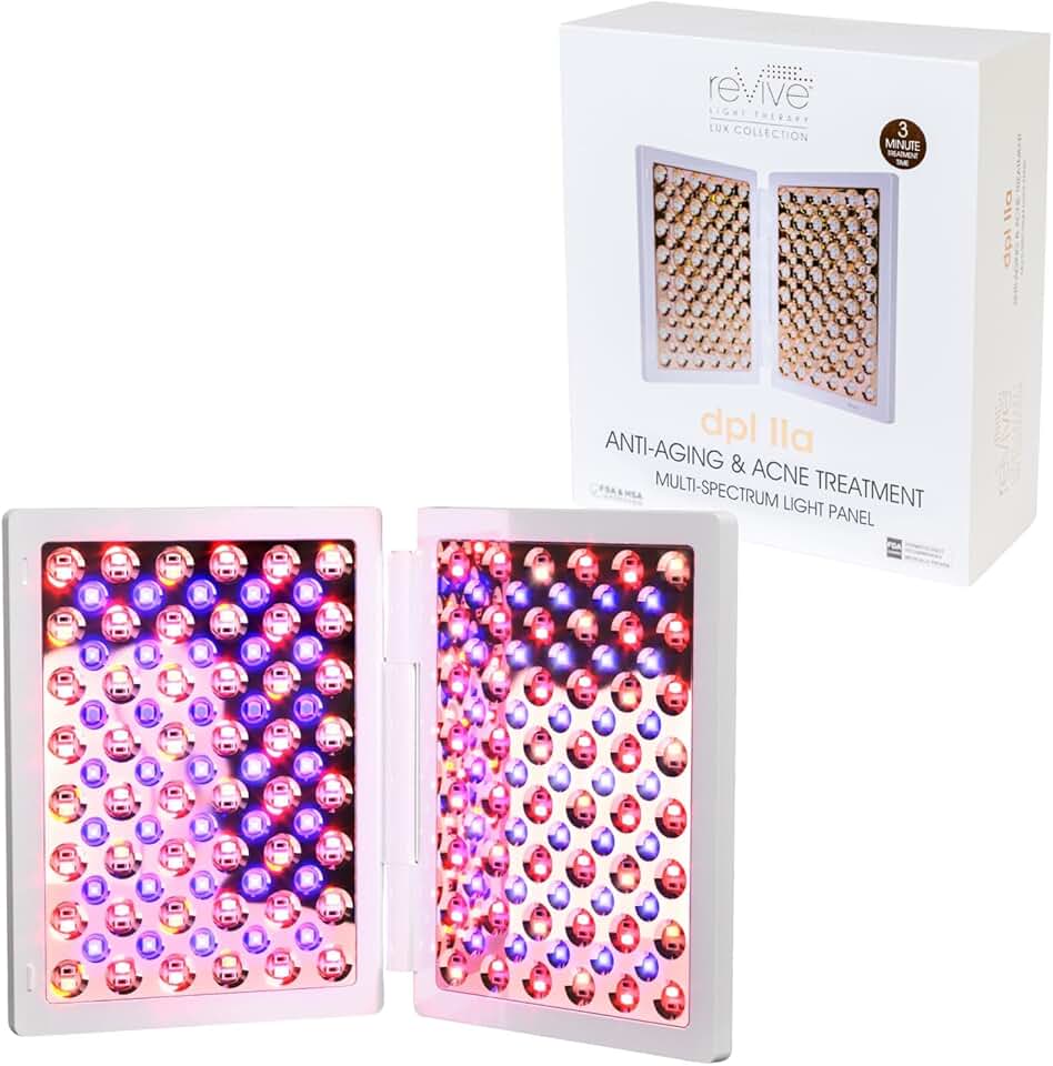 Revive dpl lla Blue & Red Light Therapy Device for Face | 3-in-1 Anti-Aging Wrinkle Reduction Light Panel | 3-Minute LED Acne Treatment