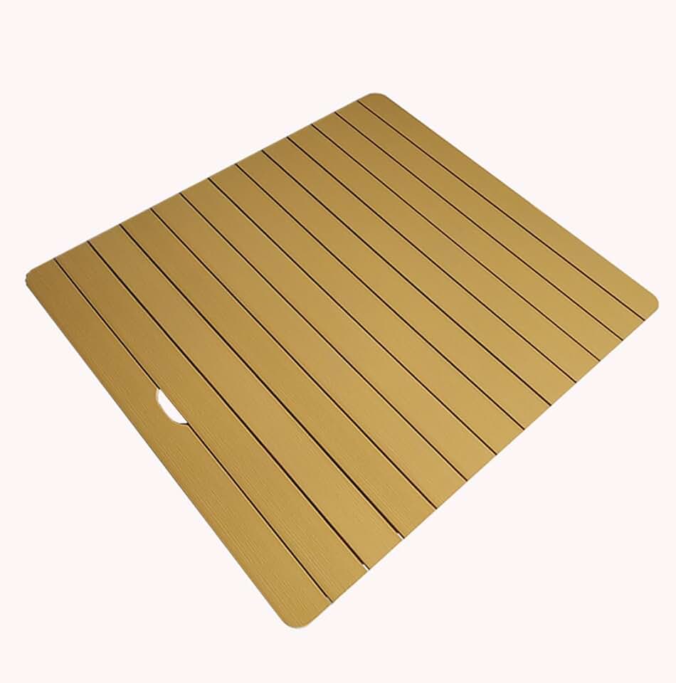 Square teak-colored shower mat, designed for bathrooms, simulating wood shower mat with a textured surface, suitable for shower floors, indoor shower platforms, non-slip and water-resistant.(C-maple,8