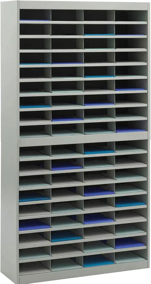 Safco E-Z Stor Paper Organizer, Mailbox with 72 Letter-Size Compartments, File/Magazine Holder, Durable Steel Construction, Gray